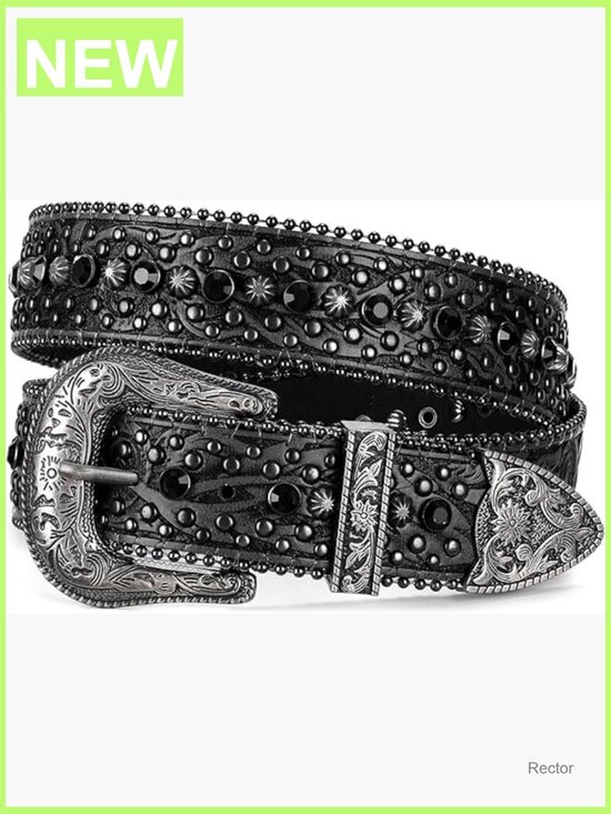 Bling Rhinestone Studded Western Belt for Jeans - 1.5\